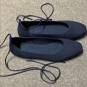 Rothy's Navy Blue Wrap Square Toe Flats